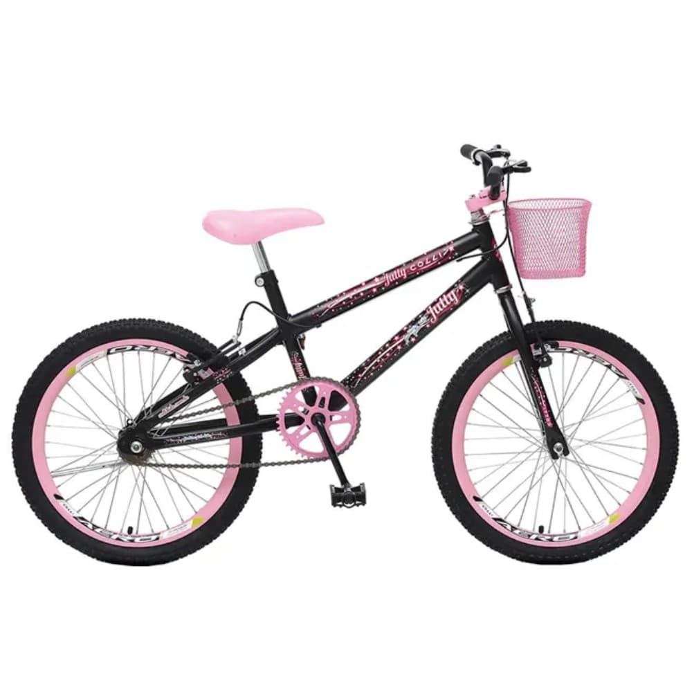 Bicicleta Infantil Jully Aro 20 Com Cesta Preto Fosca Colli