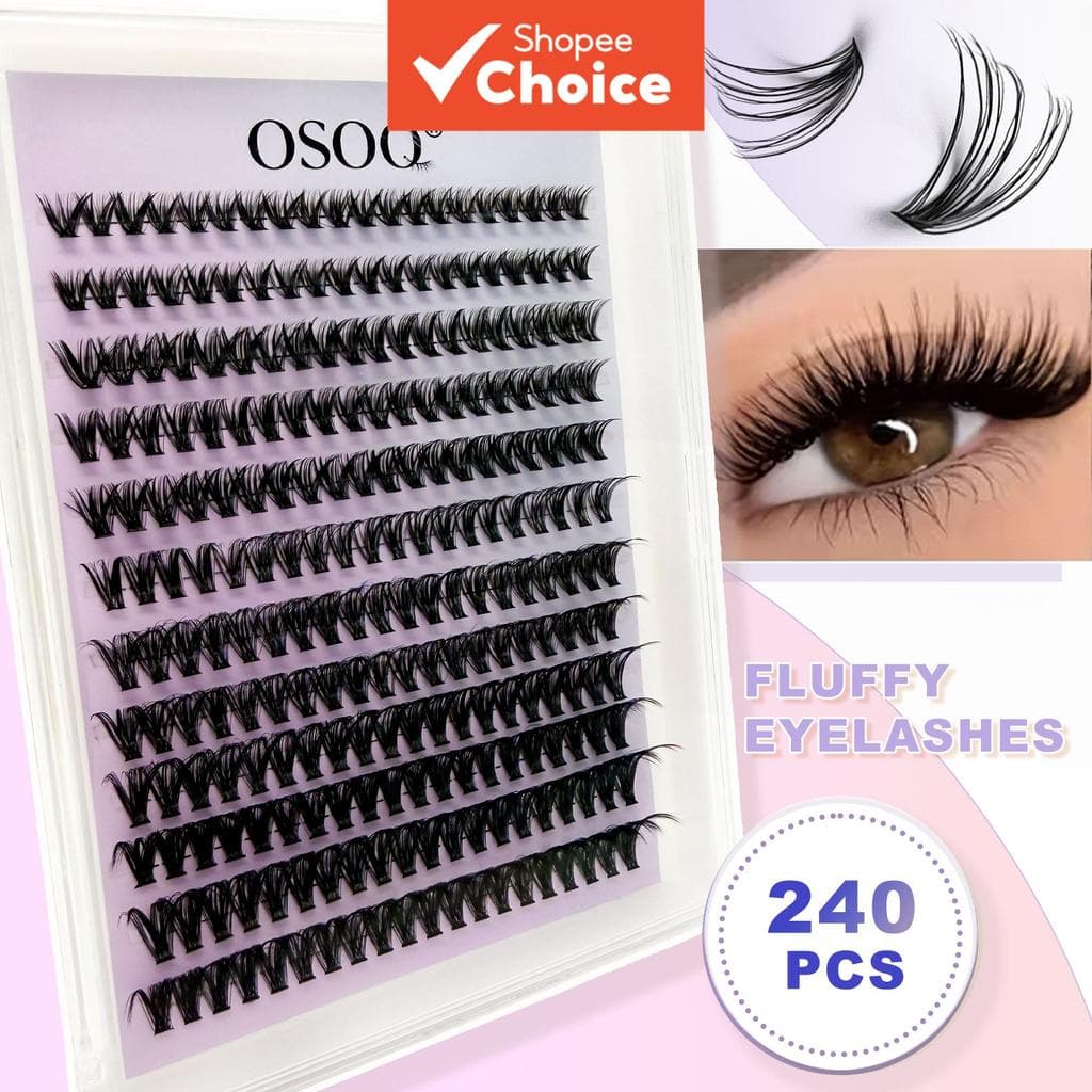 OSOQ DIY Lash Kit 240 Clusters-Natural Encaracolado Leve Fofo , Estilo Humor Diário , Fácil Aplicação Doméstica