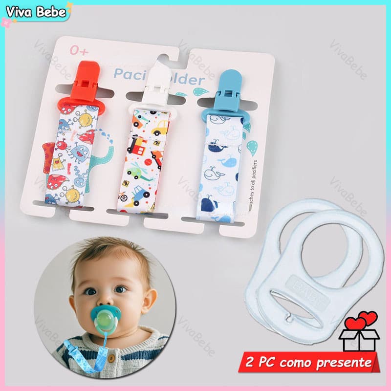 Prendedor de chupeta para bebê Com 2 adaptadores Meninos e meninas Anti queda Cordão
