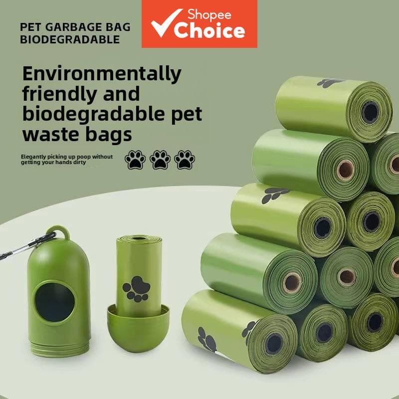 BioPet Quinze Rolo Sacos De Resíduos Biodegradáveis Eco Friendly Dog Cat Poop Bag Dispenser
