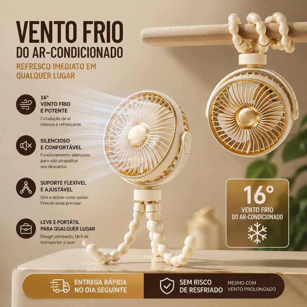 Mini Ventilador Para Carrinho De Bebê Flexível Recarregável
