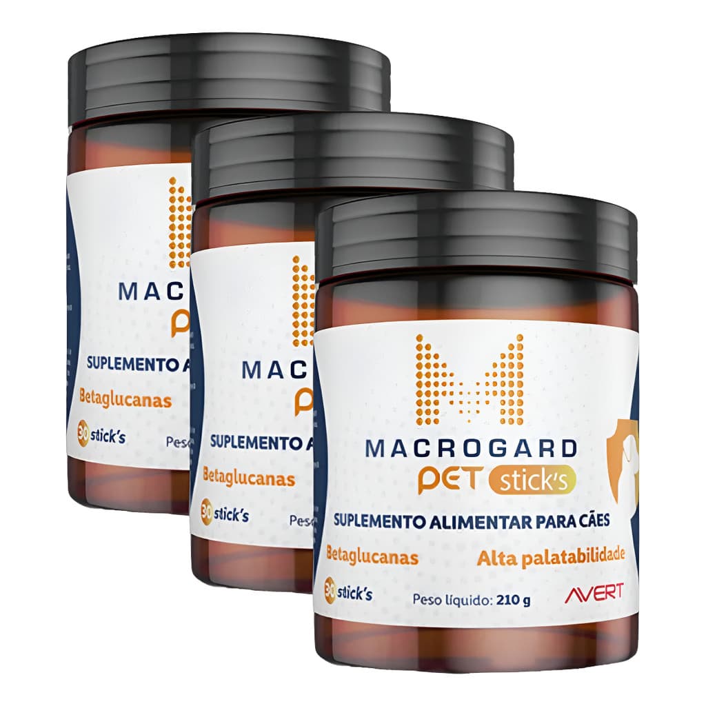 Kit 3 Macrogard Pet Sticks Suplemento Cachorros Avert 210g Cheiro de Churrasco