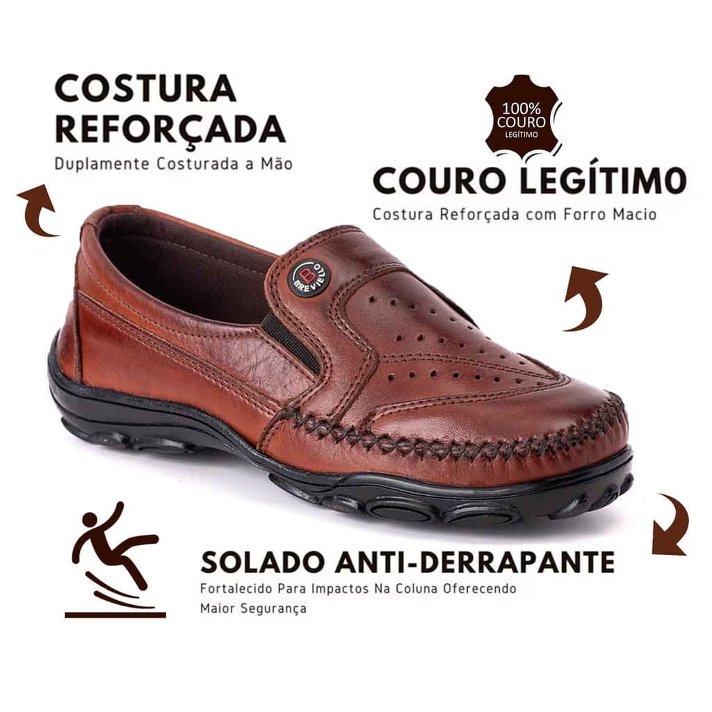 Sapatilha Mocassim COURO LEGITIMO Masculino Docksider