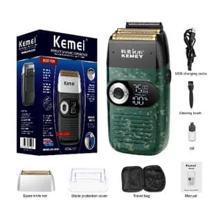 Barbeador Elétrico Kemei Km-2027 Maquina Shaver Profissional Cor Verde-escuro 110V/220V