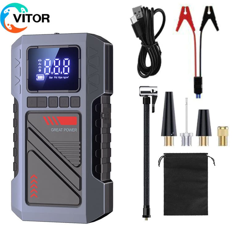 Compressor de Ar Automotivo 150 PSI 14.8V – Com Partida Auxiliar 12V, USB e Luz LED, Digital e Portátil para Uso Rápido
