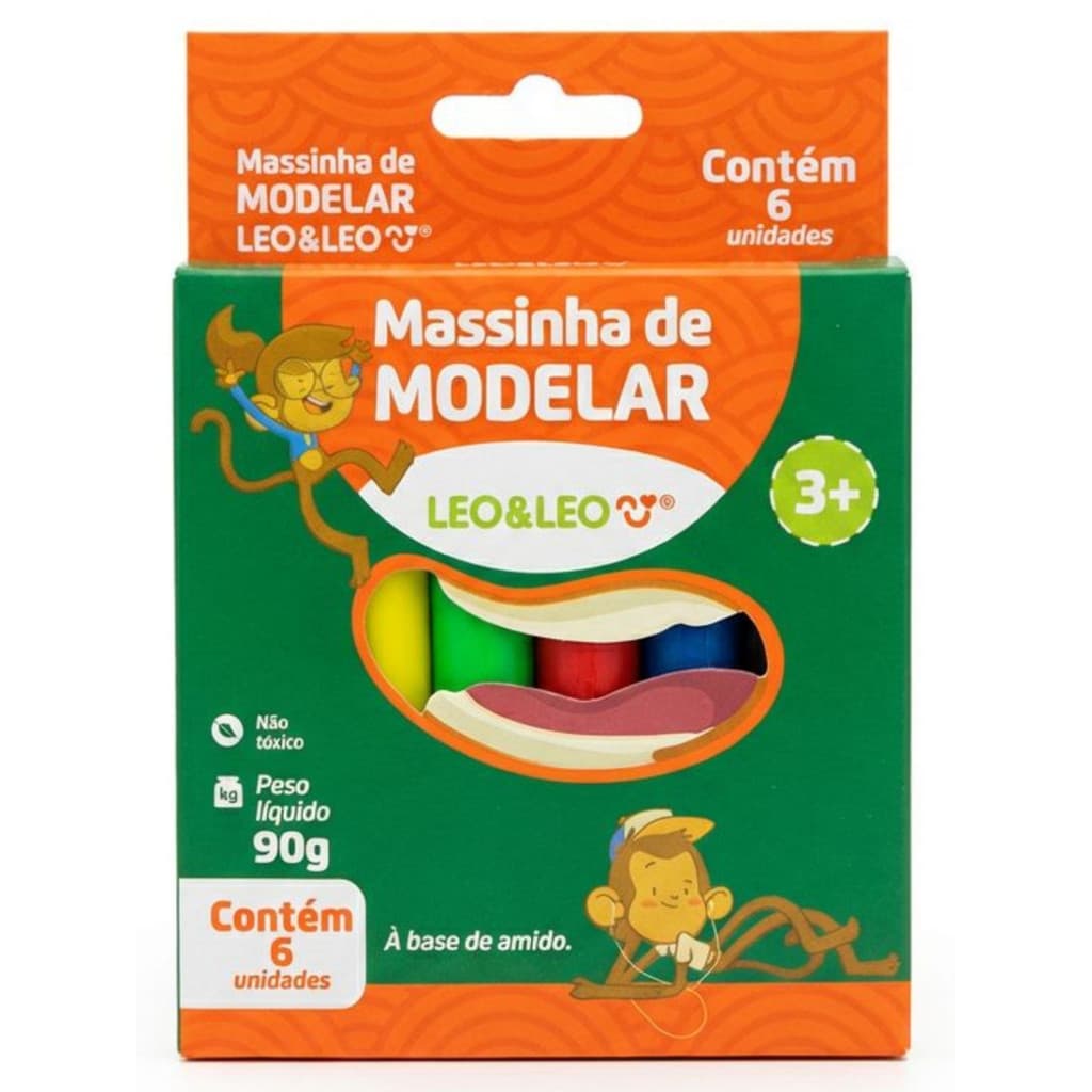 Massinha de Modelar kit 6 Cores 90g- Escolar Criança