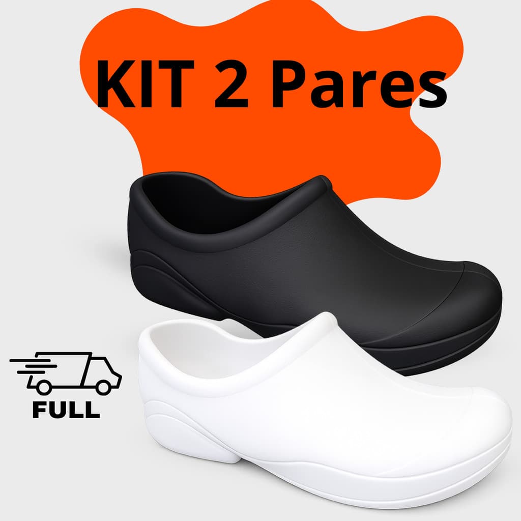 Combo 2 Pares Sapato Hospitalar Profissional Fechado Uniforme EPI Sapato Confortável