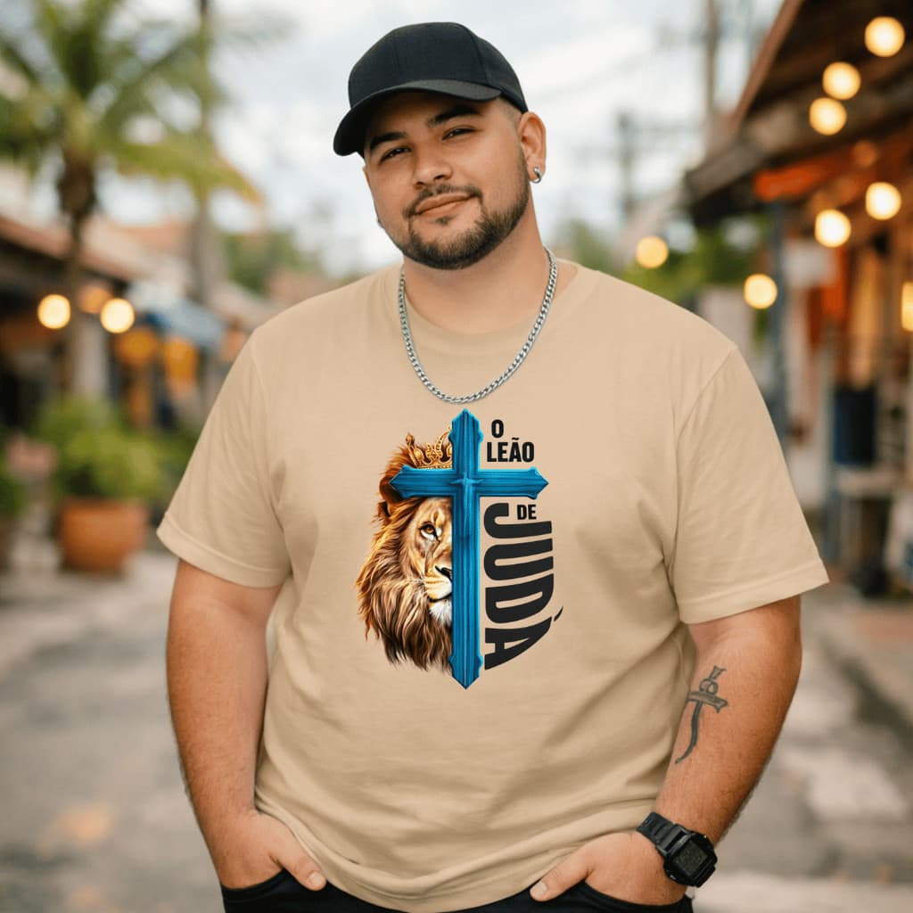 Camiseta Plus Size Masculina Estampada Leão Juda 100% Premium Manga Curta Casual Blusa Academia Camis