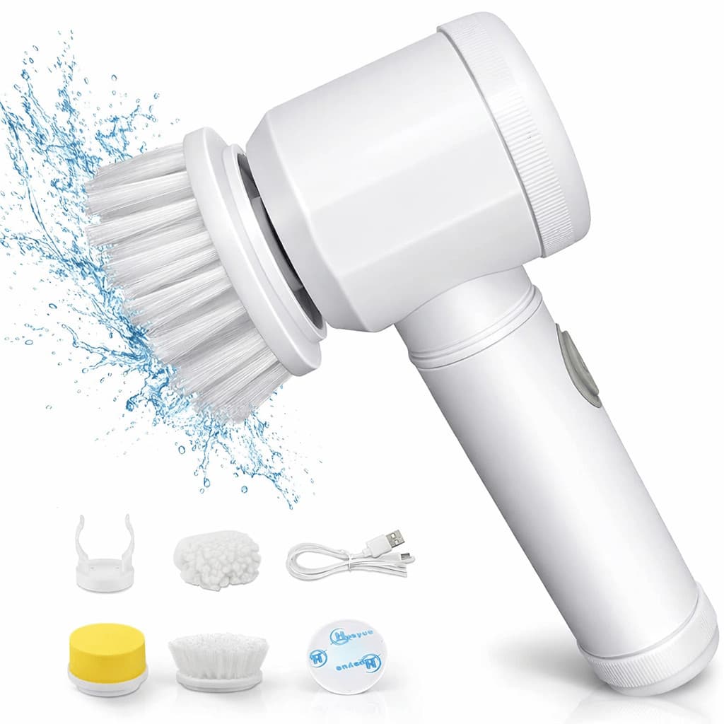 Escova Elétrica Multifuncional 5 em 1 Recarregável USB para Limpeza de Pia Azulejo Banheiro
