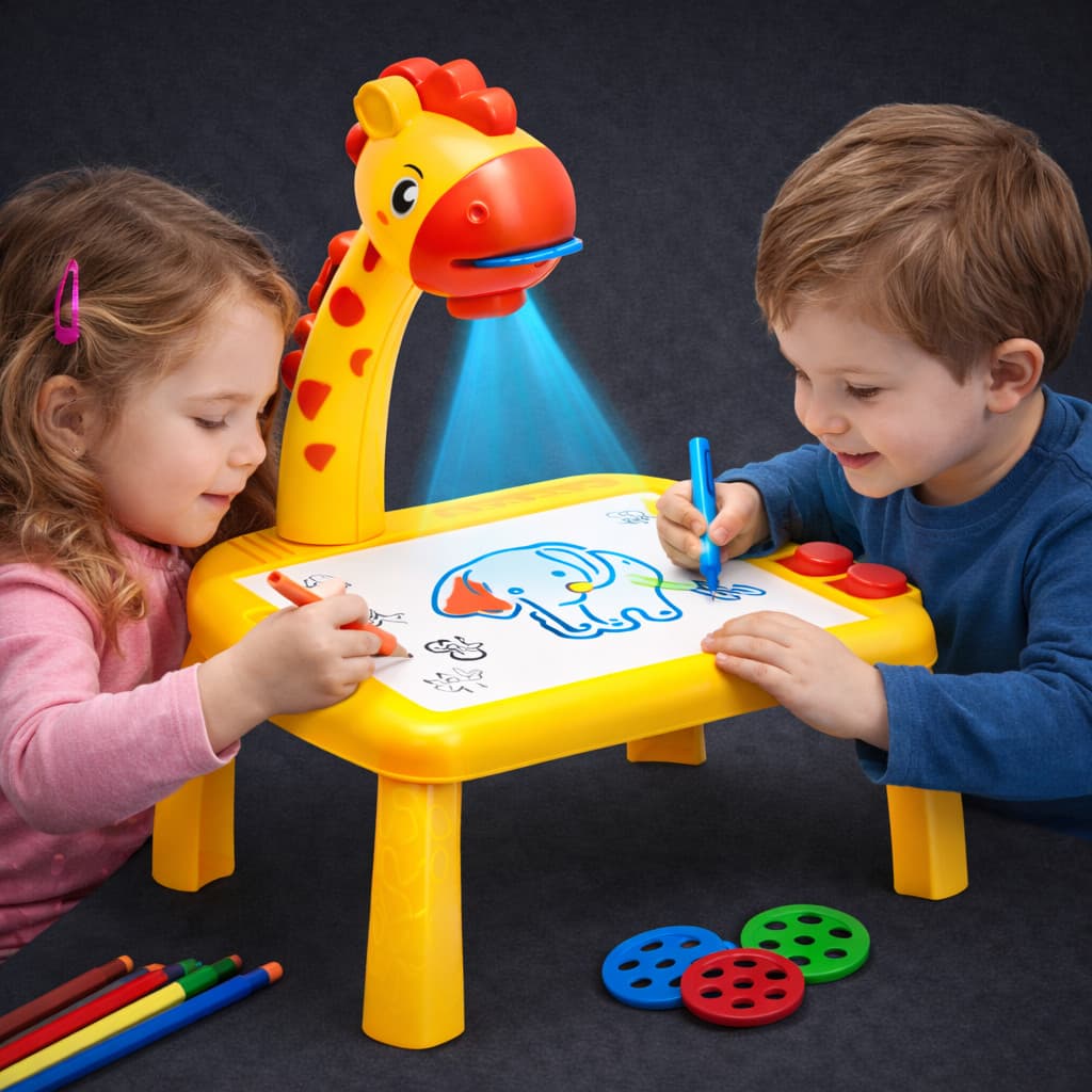 Mesa de Desenho Infantil com Iluminação Inteligente, Inclui 12 Canetas para Crianças