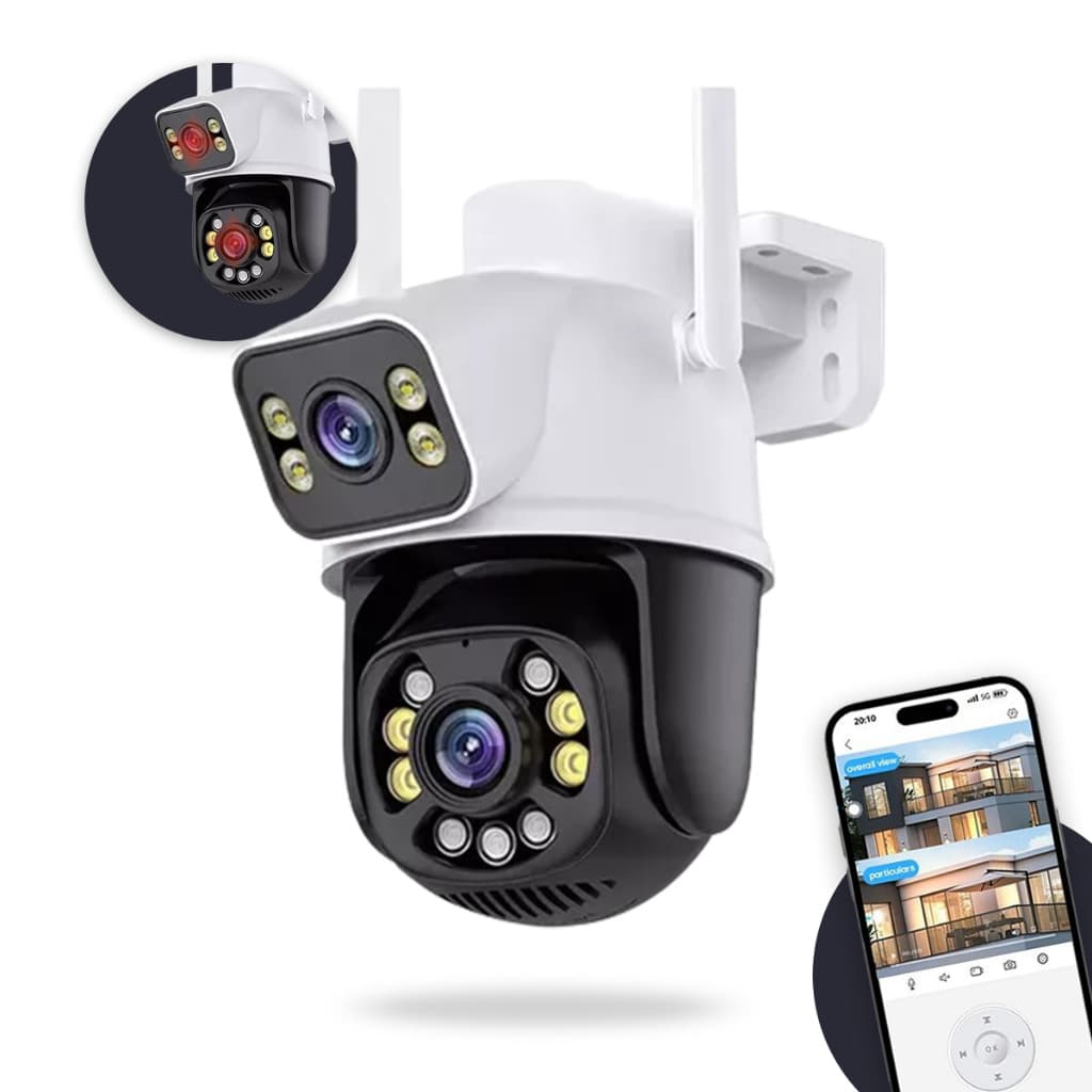 Câmera De Segurança Lente Dupla 4k Ultra Ip 360° Duas Lentes Prova D'água Ip Icsee Celular Wi-fi