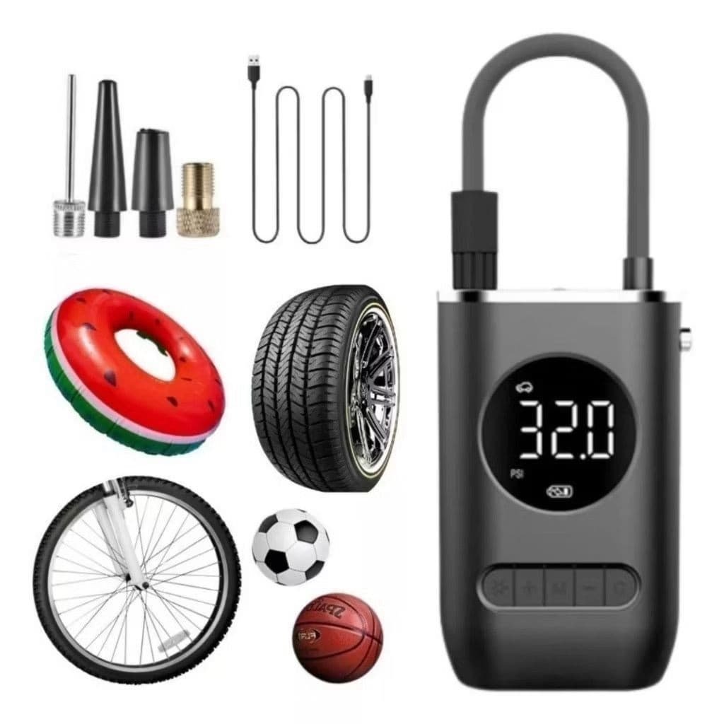 Compressor de Ar Portatil Recarregavél Digital USB Calibrador Pneu Envio Imediato