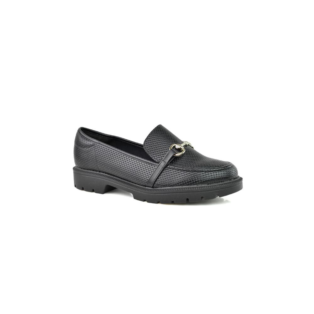 Mocassim Beira Rio Loafer Conforto Tratorado Feminino Preto