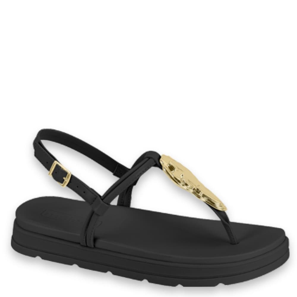Sandália Flatform Detalhe Dourado Feminino Moleca 5490.122