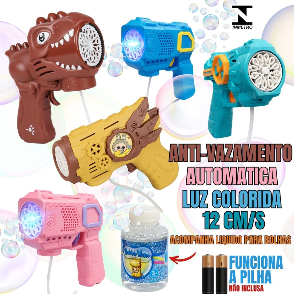 Brinquedo Lança Bolhas Automático com LED – Modelos Variados
