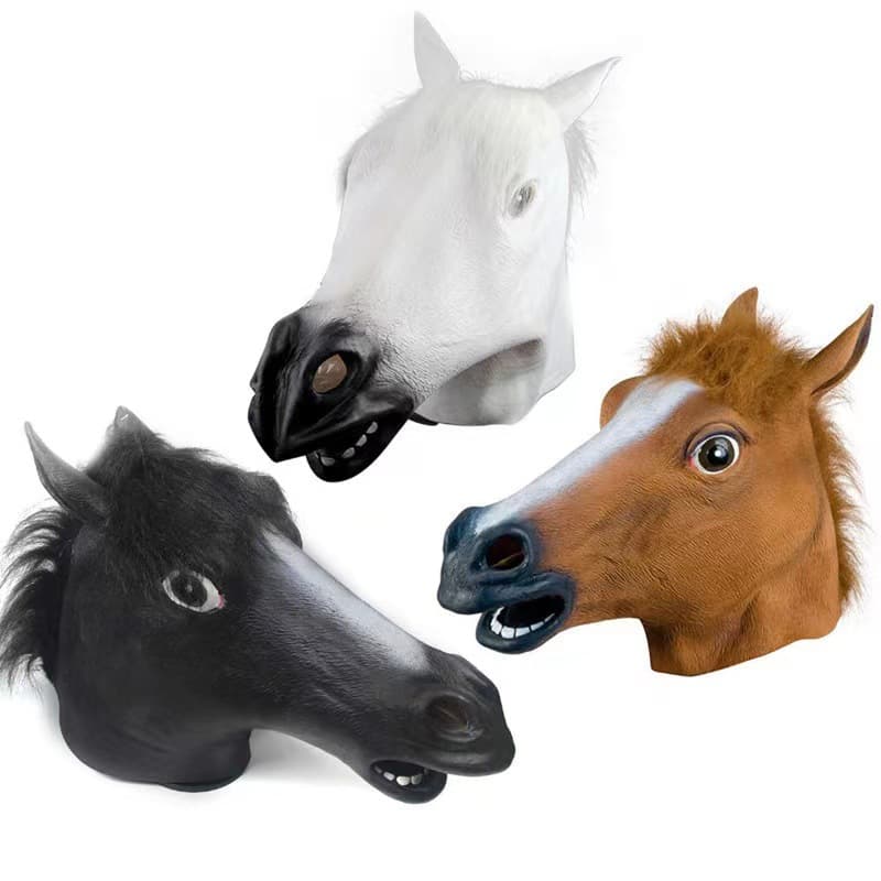 Máscara De Cabeça De Cavalo-Fantasia De Animal Capacete De Terror Para Cosplay De Halloween