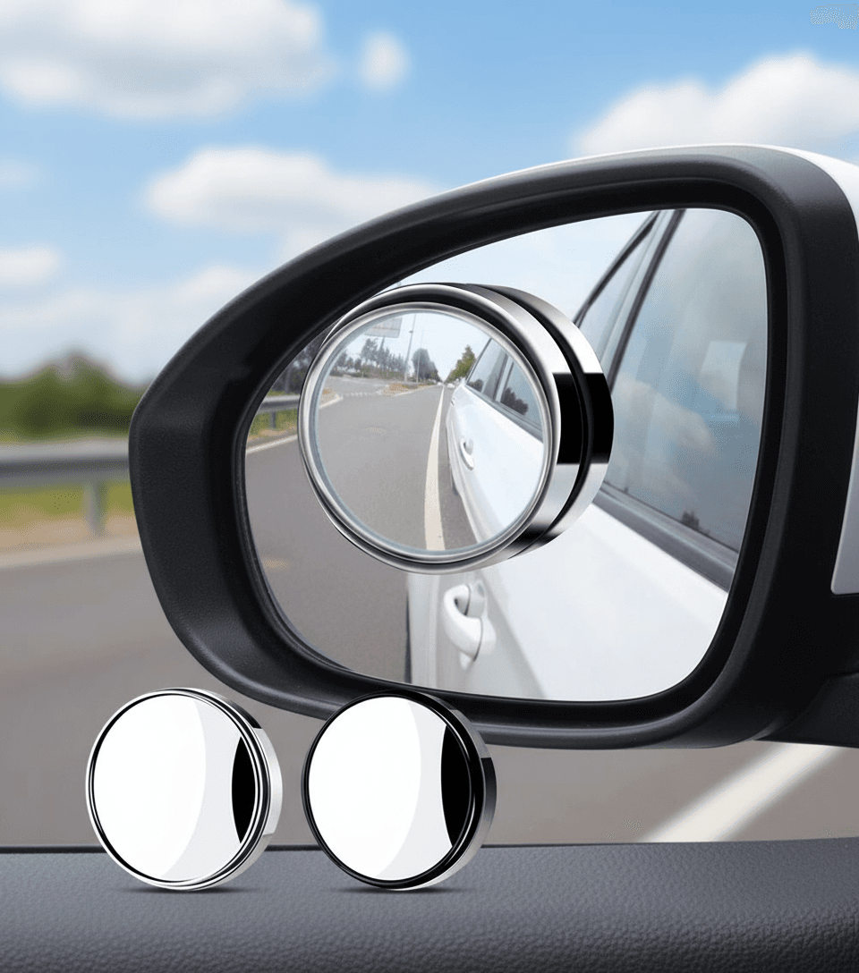2pcs espelho convexo redondo montado 360 graus de rotação ângulo amplo auxiliar retrovisor ponto cego espelho