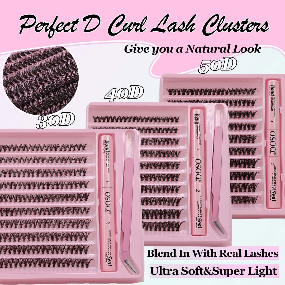 C Curl Segment Lash Kit 30D-50D – Clusters DIY Leves Para Iniciantes , Inclui Cola E Pinça , Volume Natural Fofo