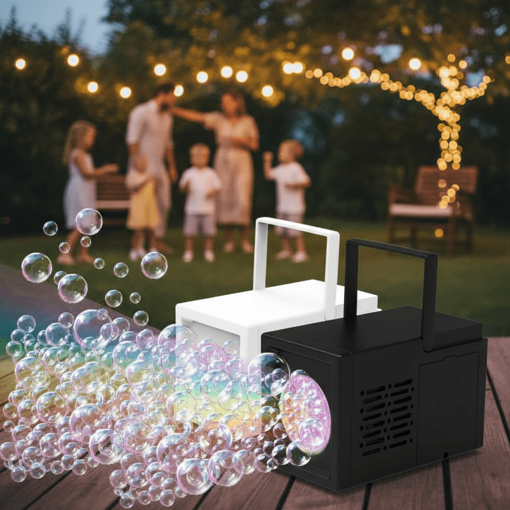 Máquina de bolhas portátil para eventos sociais e uso ao ar livre