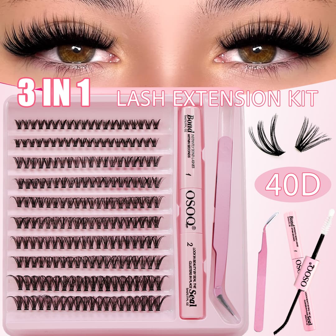 Denso 40D Single Lash Clusters Kit 3 Em 1 Com Pinça De Cola C Curl Soft Longa Duração Data Diária Depilador De Aumento D