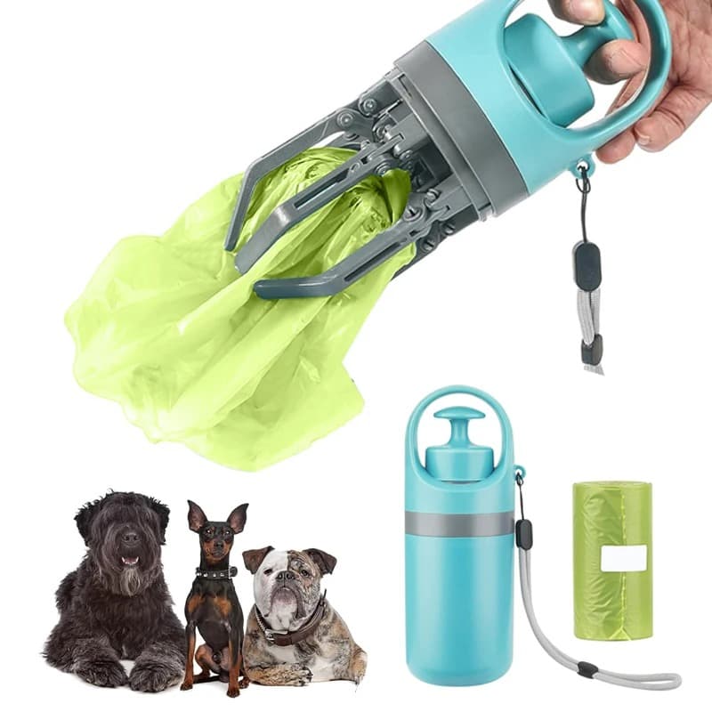 Pegador de fezes portátil para cães com sacos de lixo, coletor de fezes para animais de estimação, pá de garra,
