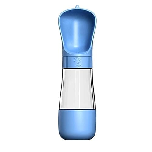Garrafa Pet Bebedouro 2 em 1 Portátil para Passeio Viagem Cães Gatos Coelho - Anti Vazamento (Azul)