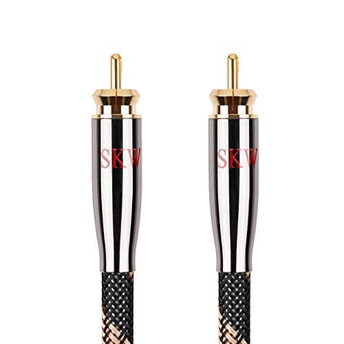 SKW Cabo Coaxial Digital RCA para RCA com Múltiplas Blindagens e Pureza Ultra-Alta para Subwoofers de Cobre para Sistemas HiFi, 3,2 pés (1m)