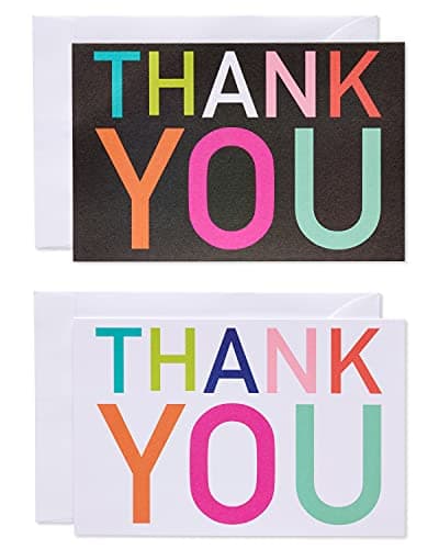 American Greetings Cartões de agradecimento com envelopes, letras multicoloridas (48 unidades)