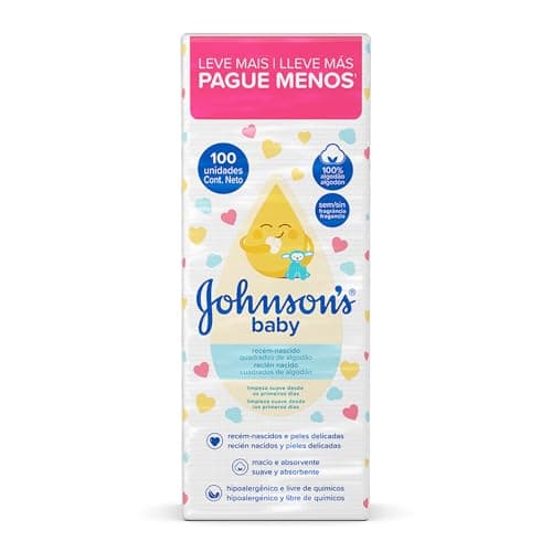 Quadrados de Algodão Recém-Nascido JOHNSON’S® baby 100 unidades