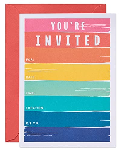 American Greetings Convites de festa para todas as ocasiões com envelopes, pinceladas de arco-íris (25 unidades)