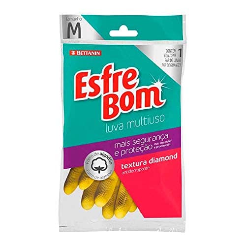 EsfreBom - Luva de Látex Multiuso Tamanho M, Cor Amarela, Bettanin