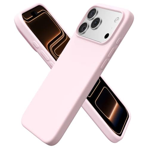 ORNARTO Compatível com iPhone 17 Pro Max, capa protetora fina de silicone líquido com 3 camadas de borracha gel macia à prova de choque de 6,9 polegadas com forro de microfibra antiarranhões - rosa