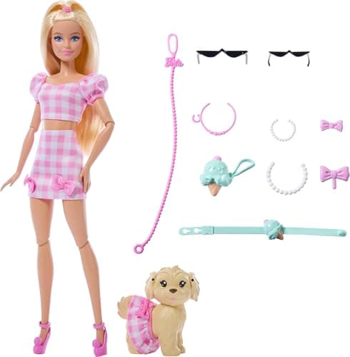 Barbie Fashion & Beauty Boneca Looks Iguais Malibu e Cachorrinho para crianças a partir de 3 anos