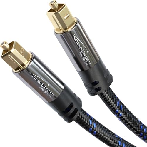 Cabo Toslink, cabo de áudio óptico anti EMI/RFI, nylon trançado – 5 m – cabo de fibra ótica para barras de som (cabo Toslink para Toslink, cabo digital S/PDIF, estéreos/amplificadores, home cinema,