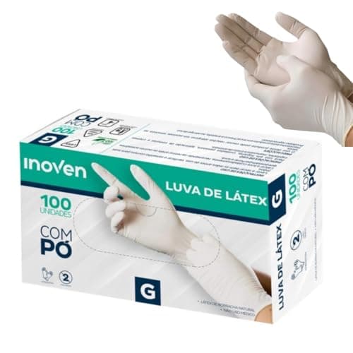 Luva De Látex Com Pó Inoven Tamanho G- Caixa com 100 Unidades