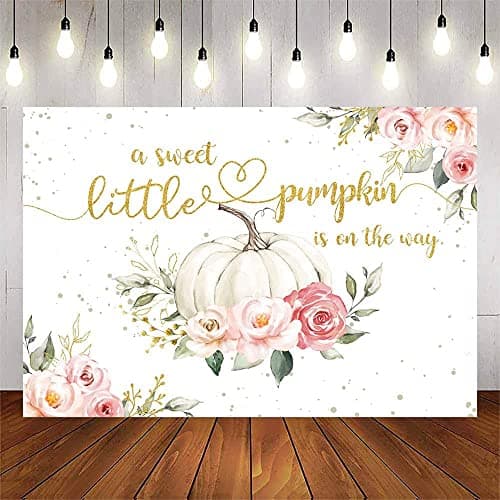 Avezano Little Pumpkin Pano de fundo de chá de bebê para meninas outono rosa e dourado decorações de chá de bebê outono suprimentos de fundo de festa adereços de cabine de fotos (3 x 2 m)
