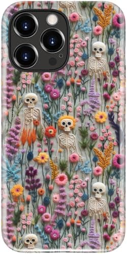 STARVIP Capa para iPhone 15 Pro Max, carregamento sem fio, proteção de camada dupla com design elegante de flores silvestres, silicone macio + capa rígida, linda capa de telefone chique para mulheres
