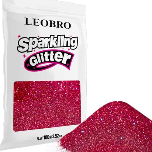 LEOBRO Glitter vermelho, 100 g / 3,5 oz glitter fino holográfico para artesanato, resina, joias faça você mesmo, chaveiros flores, decorações de festa, vermelho ameixa holográfico