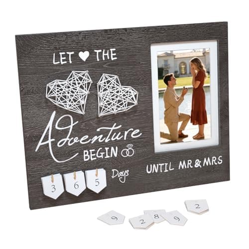 Inovayer Engagement Gifts Bridal Shower Gifts for Couple Wedding Countdown Calender Picture Frame Gifts Valentine‘s Day Present for Husband and Wife Newlywed