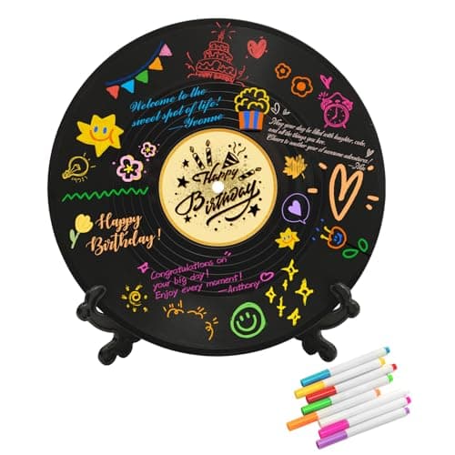 LMVIYAN Disco de vinil decorações de feliz aniversário livro de visitas alternativas, Feliz Cumpleaños Decoracion Party Supplies Favors Sign Poster, cartão de aniversário grande, ótimo presente para