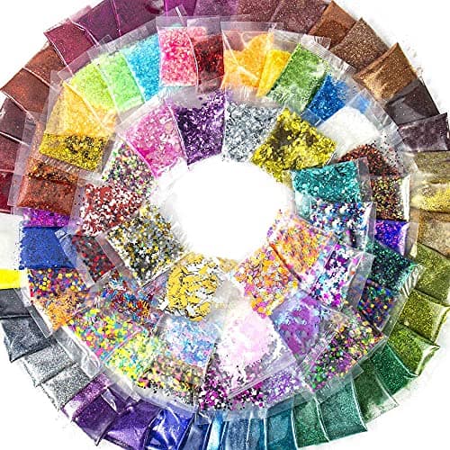 Horizon Group USA Pacote com 90 cores sortidas, inclui 90 cores, glitter fino, glitter neon, formas de glitter, glitter metálico e mais, glitter para artesanato, glitter para slime