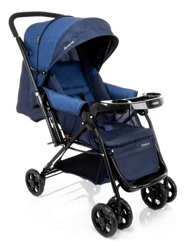 Carrinho de Bebê Cosco Kids, Reverse, Azul Rajado