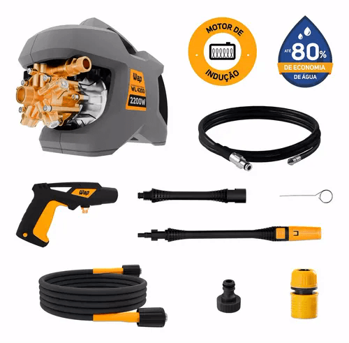 Desobstruidora de Alta Pressão WAP WL 4200 Ultra 5 Pistões 2200w 1305psi 510l/h Com Jato Regulável e Motor de Indução 127V