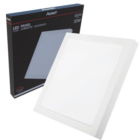 10 Plafon Led Quadrado 30w Sobrepor 40x40 Branco Frio 6500k