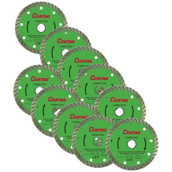 10 Unidades do Disco de Corte Diamantado CORTAG Turbo ECO 110mm x 20mm 4.3/8 x 13/16