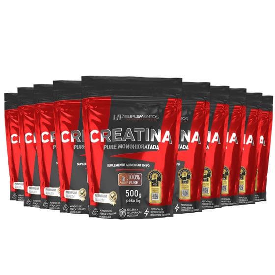 10x creatina em pó 500g pura hf suplementos