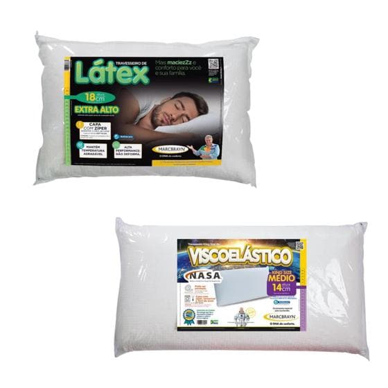 2 Travesseiros Modelos Látex e Nasa