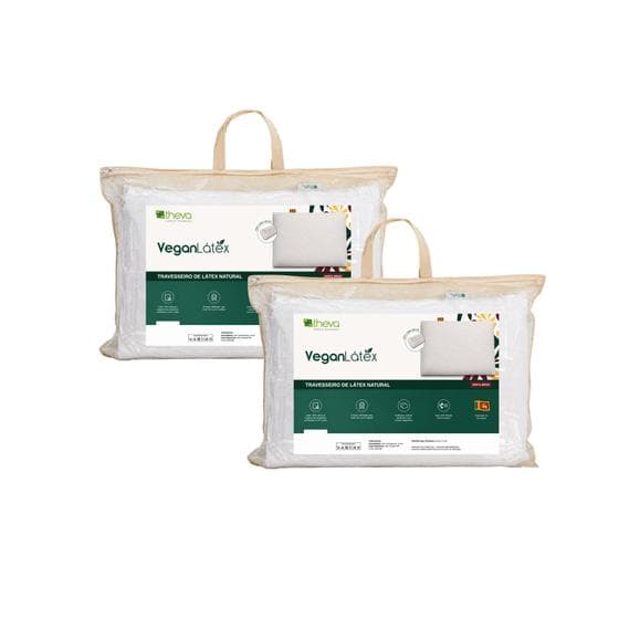 2 Travesseiros Vegan Látex Natural Theva Perfil Médio 15cm