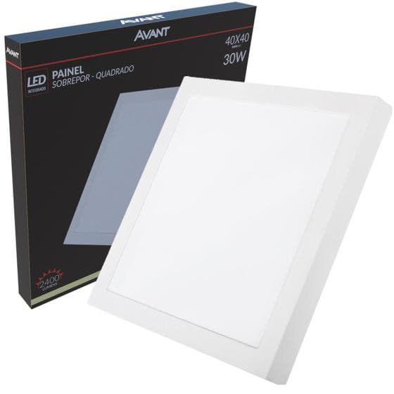 6 Plafon Led Quadrado 30w Sobrepor 40x40 Branco Neutro 4000k