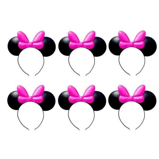6 Tiaras de Orelhas do Tipo Minnie para Lembrança de Festa Aniversário Infantil
